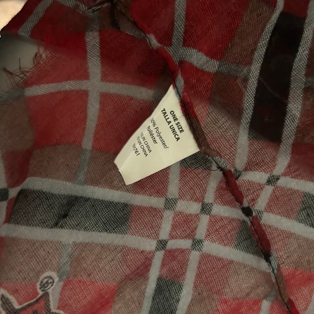 Arkansas Razorbacks College Football Scarf Infinity Plaid with Razorback Frayed - Picture 6 of 7